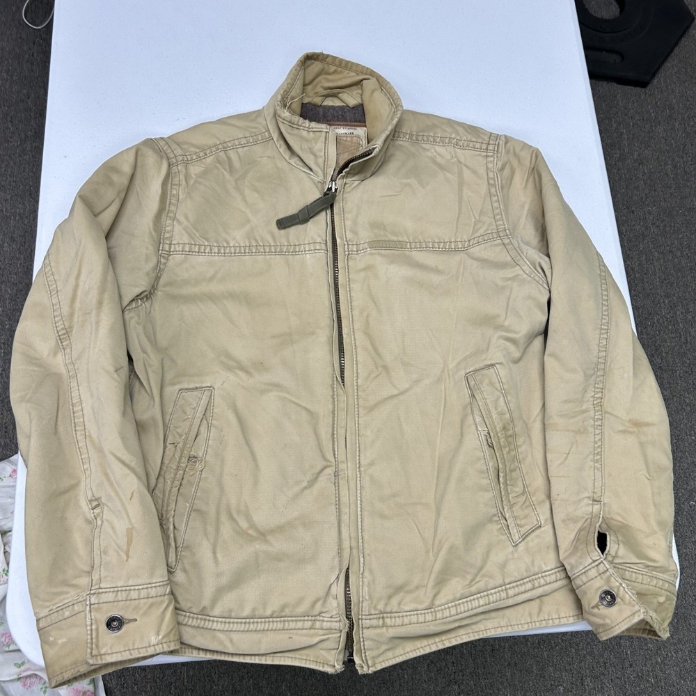 Abercrombie and Fitch Canvas Jacket Mens Small Tan Distressed Blanket Lined